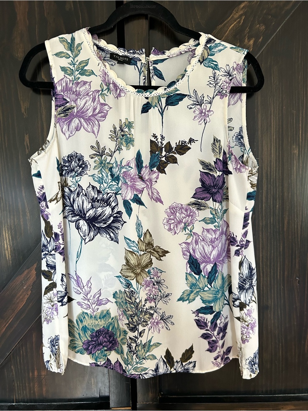 Talbots Petites White Sleeveless Floral Tank Top size Lp